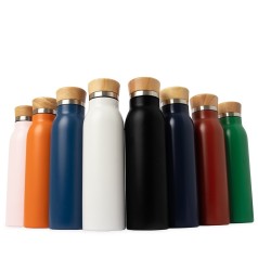 Garrafa Térmica Inox e Bambu 600ml Personalizada