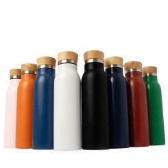 Garrafa Térmica Inox e Bambu 600ml Personalizada