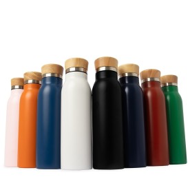 Garrafa Térmica Inox e Bambu 600ml Personalizada
