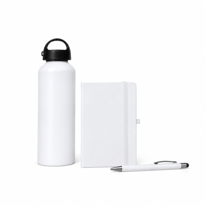 Kit Boas-Vindas com Garrafa e Caderno Personalizado