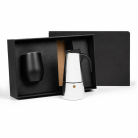 Kit Cafeteira Italiana e Copo Térmico Personalizado