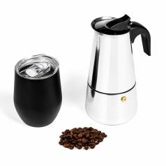 Kit Cafeteira Italiana e Copo Térmico Personalizado