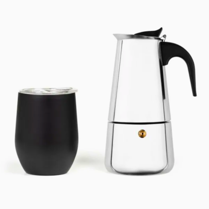 Kit Cafeteira Italiana e Copo Térmico Personalizado