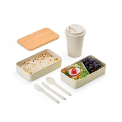 Kit Marmita com Copo de Fibra Bambu Personalizado