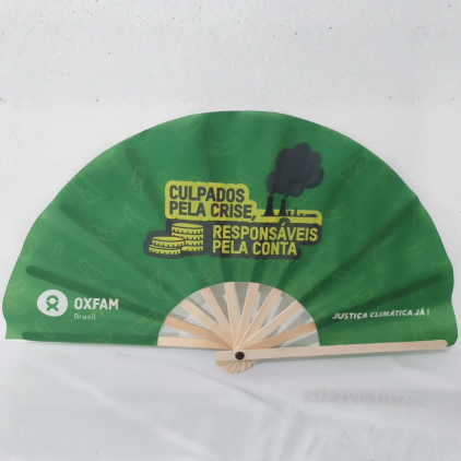 Leque Dobrável Médio Madeira e Nylon Personalizado