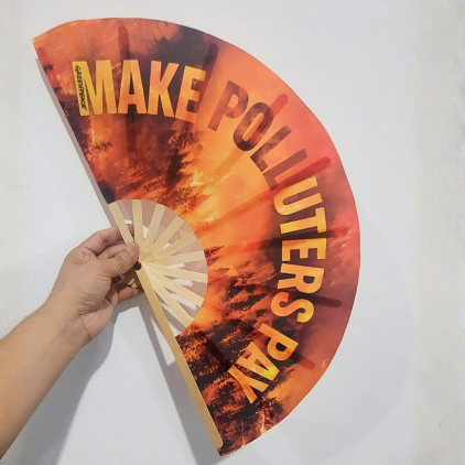 Leque Dobrável Médio Madeira e Nylon Personalizado