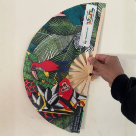 Leque Dobrável Médio Madeira e Nylon Personalizado