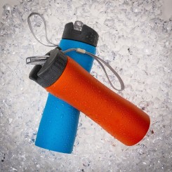 Squeeze Inox 600ml com Bico Transparente Personalizado