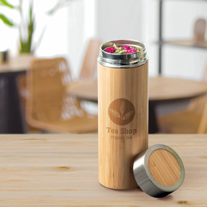 Squeeze Térmico em Bambu e Inox 430ml Personalizado