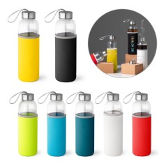 Squeeze Vidro e Inox 520ml Luva Softshell Personalizada